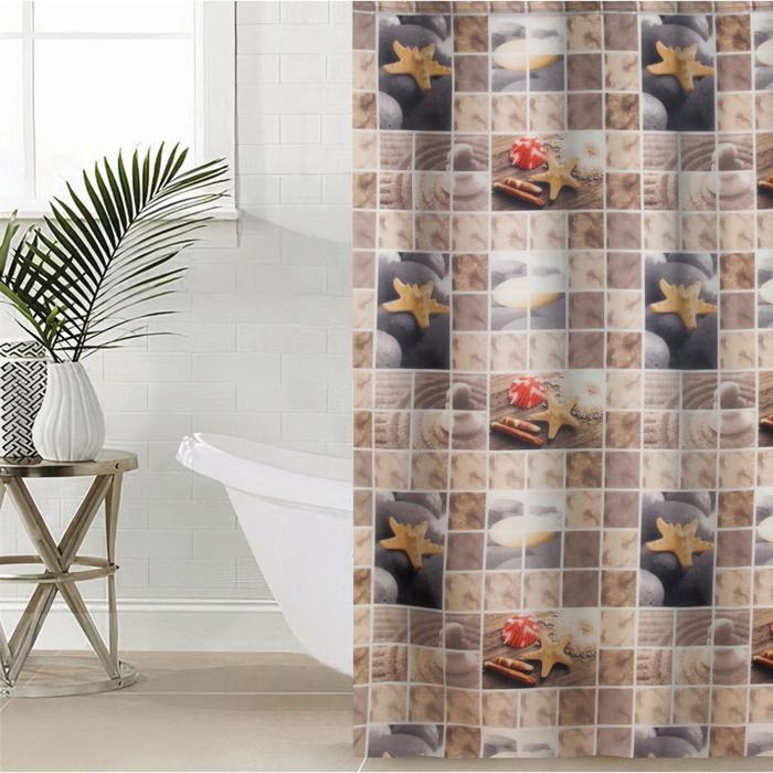 Штора для ванной комнаты «Камни», 180×180 см, полиэстер