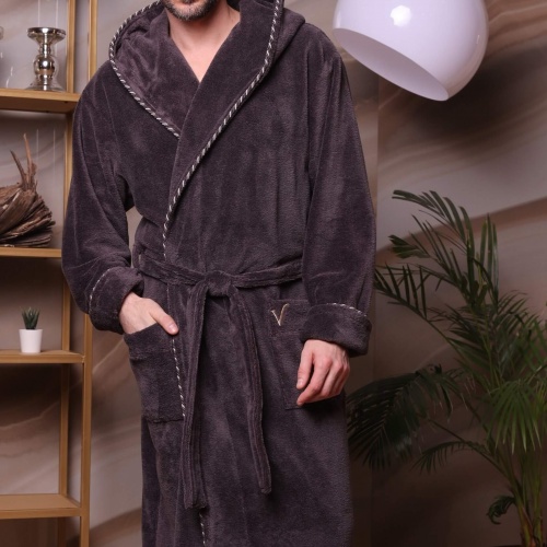 Мужской бамбуковый халат с капюшоном Zevs (Антрацит)