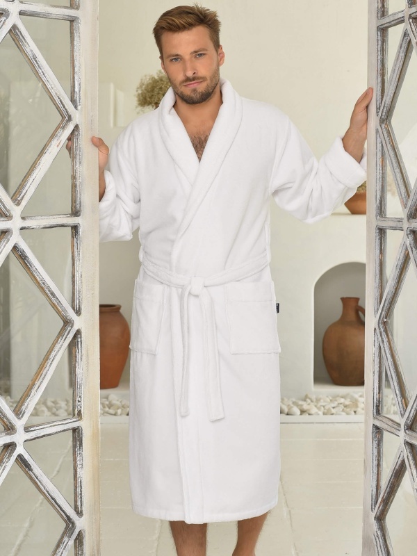 Мужской бамбуковый халат Luciano (Белый)